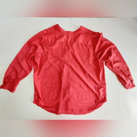 Calvin Klein Plus Ladies 3X Red Long Sleeve Button Down Blouse W/Pockets - Picture 3 of 11
